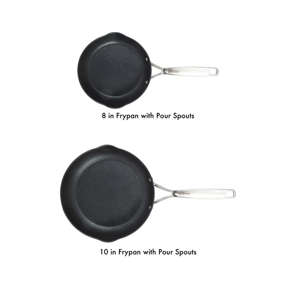 Gibson Home Babish 2 Piece 8 And 10 Inch Fry Pan Hard Anodized Titanium Forever Non Stick Technology Durable Frying Pans Set - Black