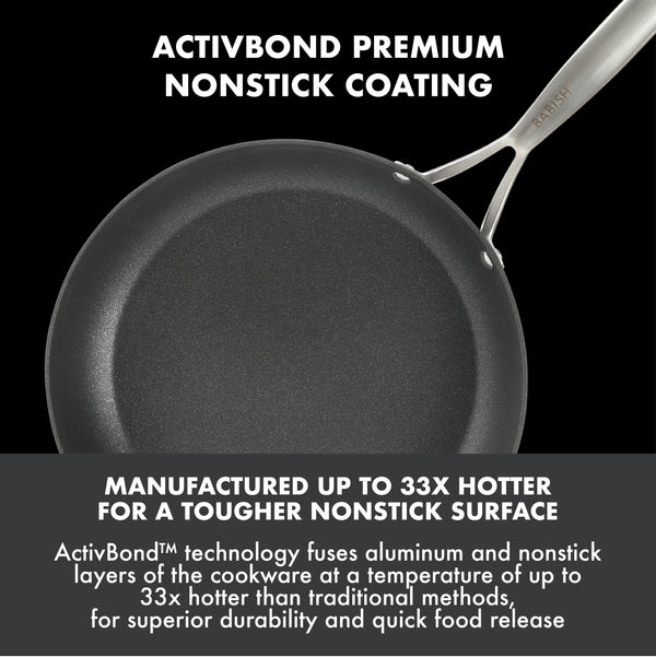 Gibson Home Babish 2 Piece 8 And 10 Inch Fry Pan Hard Anodized Titanium Forever Non Stick Technology Durable Frying Pans Set - Black