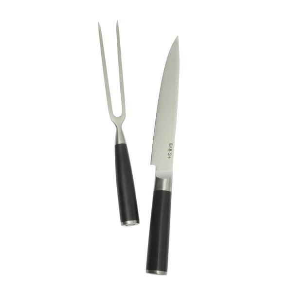gibson home Babish 2-Piece Carving Knife and Fork Set – 8-Inch Stainless Steel Carving Knife with 6.5-Inch Fork – Precision Cutlery for Turkey Roast and Meat Carving – Ergonomic ABS Handles