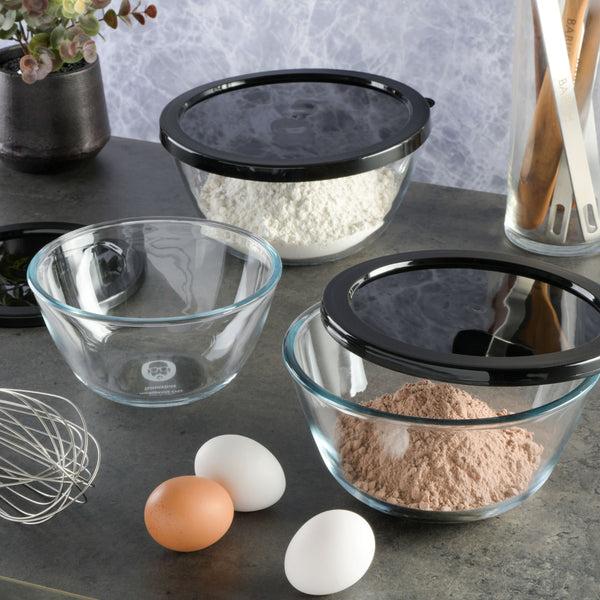 Gibson Home Babish Glass Mixing Bowl Set With Lids 3-Piece