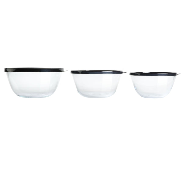 Gibson Home Babish Glass Mixing Bowl Set With Lids 3-Piece