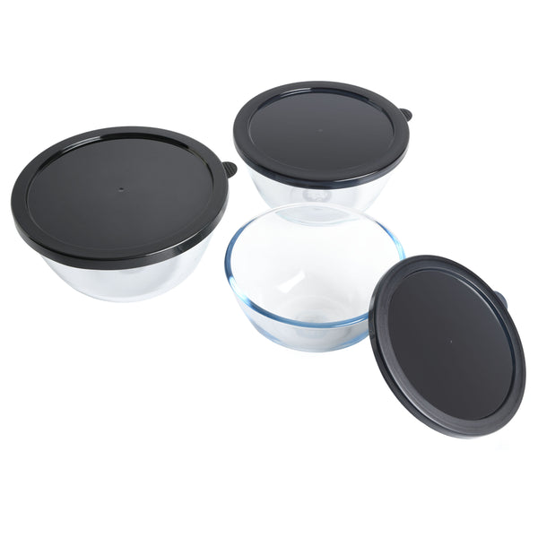 Gibson Home Babish Glass Mixing Bowl Set With Lids 3-Piece