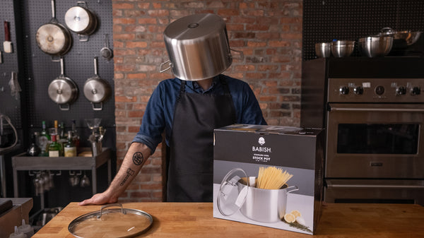 Gibson Home Babish Tri-Ply Stainless Steel Professional Grade Stock Pot W/Lid 12-Quart