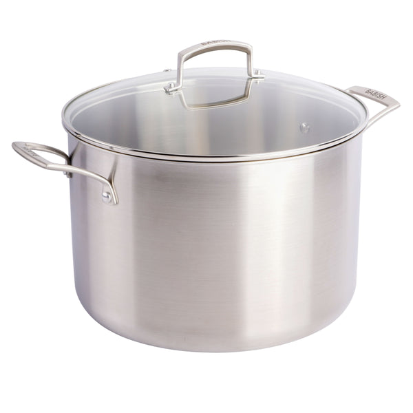gibson home Babish Tri-Ply Stainless Steel Professional Grade Stock Pot w/Lid 12-Quart