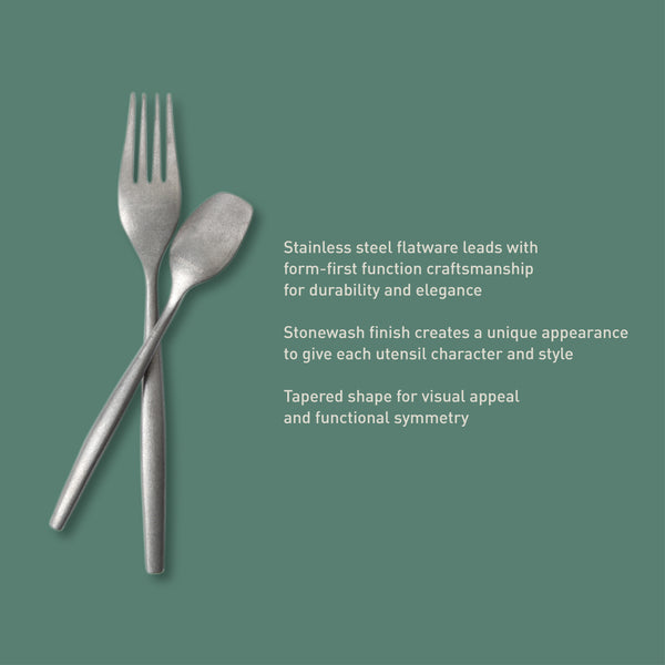 Gibson Home Bloomhouse 20 Piece Stone Washed Flatware 18/10 Stainless Steel Silverware Cutlery Utensil Set With Acacia Wood Caddy - Service For 4