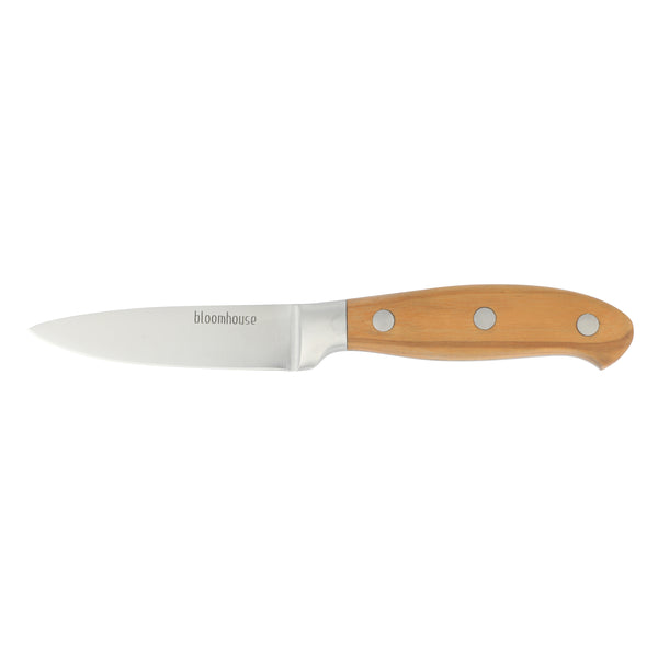 gibson home Bloomhouse 4 Inch German Steel Paring Knife w/ Olive Wood Forged Handle
