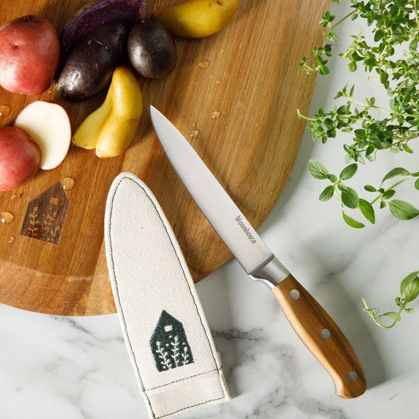 Gibson Home Bloomhouse 5 Inch German Steel Utility Boning Knife W/ Olive Wood Forged Handle