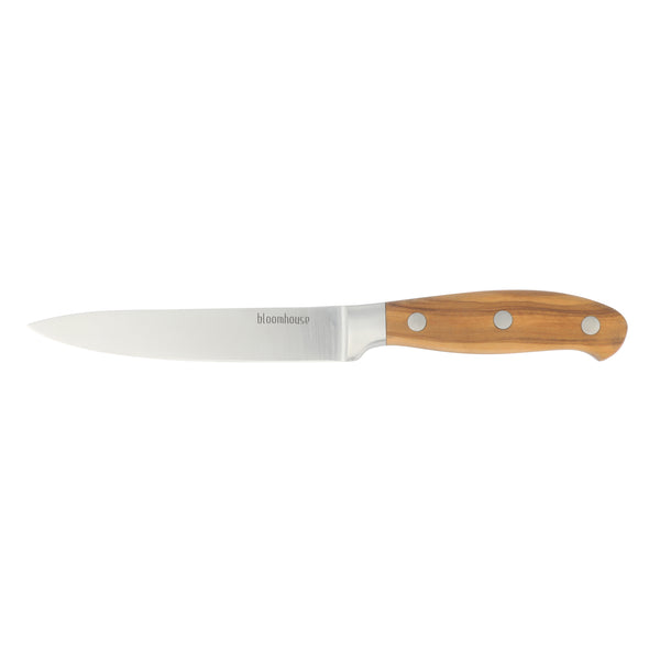 gibson home Bloomhouse 5 Inch German Steel Utility Boning Knife w/ Olive Wood Forged Handle