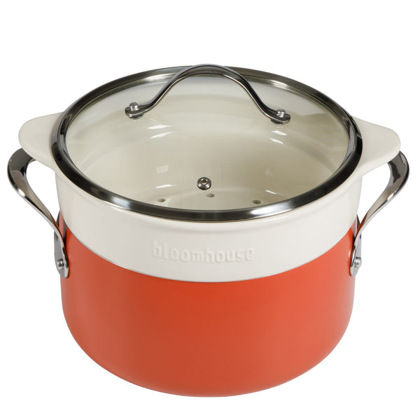 gibson home Bloomhouse 6-Quart Aluminum Enamel Dutch Oven w/ Non-Stick Non-Toxic Ceramic Interior and Ceramic Steamer Insert gibson home Bloomhouse 6-Quart Aluminum Enamel Dutch Oven w/ Non-Stick Non-Toxic Ceramic Interior and Ceramic Steamer Insert