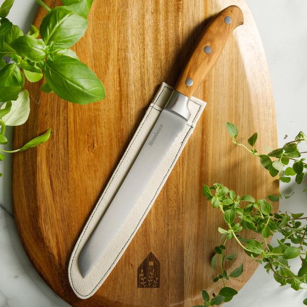 Gibson Home Bloomhouse 8 Inch German Steel Bread Knife W/ Olive Wood Forged Handle