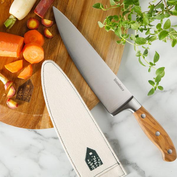Gibson Home Bloomhouse 8 Inch German Steel Chef's Knife W/ Olive Wood Forged Handle