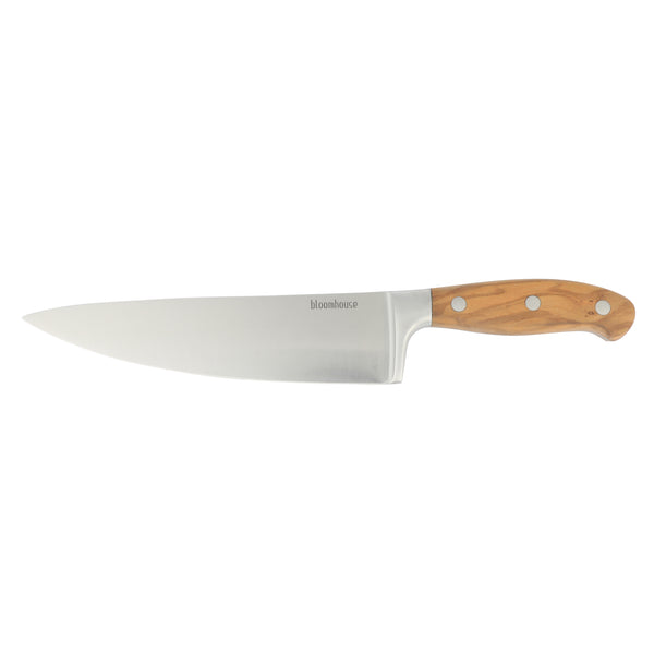 gibson home Bloomhouse 8 Inch German Steel Chef's Knife w/ Olive Wood Forged Handle