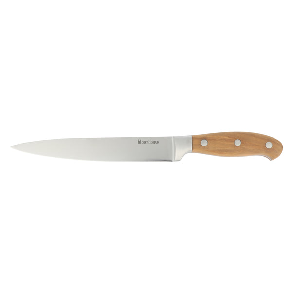 gibson home Bloomhouse 8 Inch German Steel Slicer Knife w/ Olive Wood Forged Handle