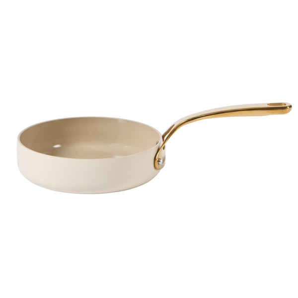 gibson home Bloomhouse 8 Inch Heavy Duty Aluminum Premium PFA Free Ceramic Nonstick Saute/Deep Frying Pan Skillet - Linen White with Gold Handle gibson home Bloomhouse 8 Inch Heavy Duty Aluminum Premium PFA Free Ceramic Nonstick Saute/Deep Frying Pan Skillet - Linen White with Gold Handle