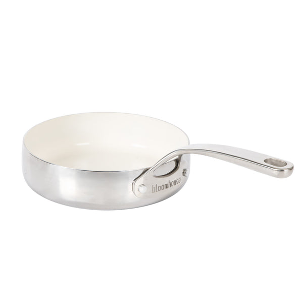 Gibson Home Bloomhouse 8 Inch Triply Stainless Steel Fry Pan W/ Non-Stick Non-Toxic Pro Ceramic Interior Frying Pan