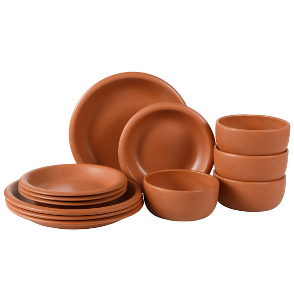 gibson home Bloomhouse Corsica Clay 12 Piece Stoneware Reactive Glaze Dinnerware Set
