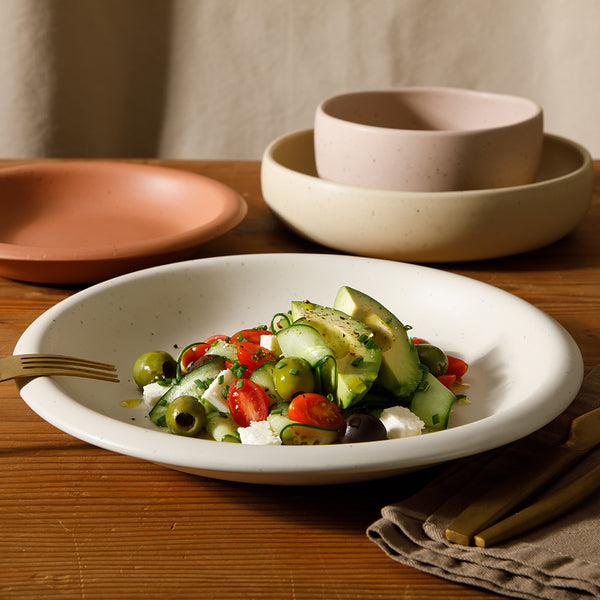 Gibson Home Bloomhouse Corsica Clay 16 Piece Double Bowl Stoneware Reactive Glaze Dinnerware Set