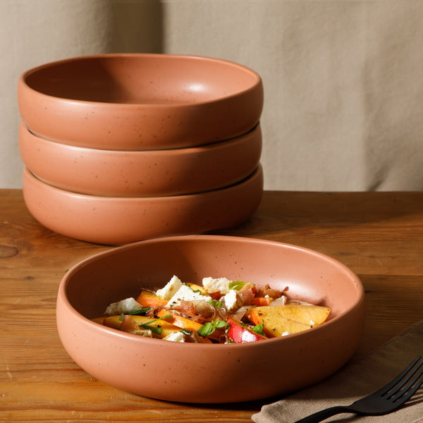 Gibson Home Bloomhouse Corsica Clay 4 Piece Dinner Pasta Meal Bowl Set