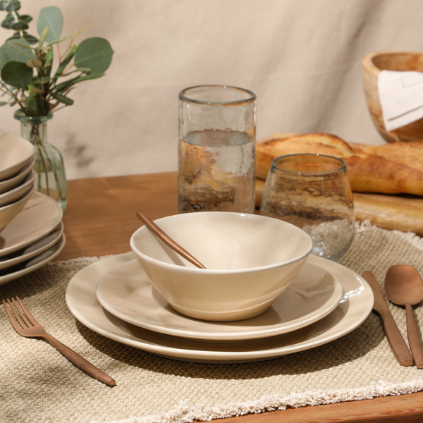 Gibson Home Bloomhouse Montecito Breeze 16 Piece (Service For 4) Double Plates And Bowls Stoneware Reactive Glaze Dinnerware Set