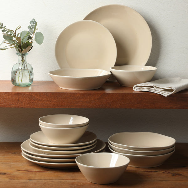Gibson Home Bloomhouse Montecito Breeze 16 Piece (Service For 4) Double Plates And Bowls Stoneware Reactive Glaze Dinnerware Set