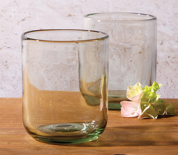 Gibson Home Bloomhouse Sayulita Spring 8-Piece Hand Made 16 Oz Jadeite Colored Glass Double Old Fashioned Set W/ Coasters