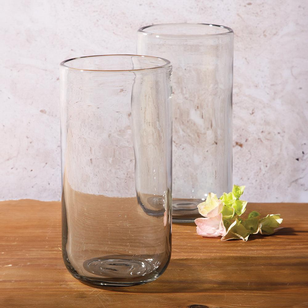 Gibson Home Bloomhouse Sayulita Spring 8 Piece Hand Made 21 OZ Jadeite Clear Glass Tumbler Set W/ Coasters