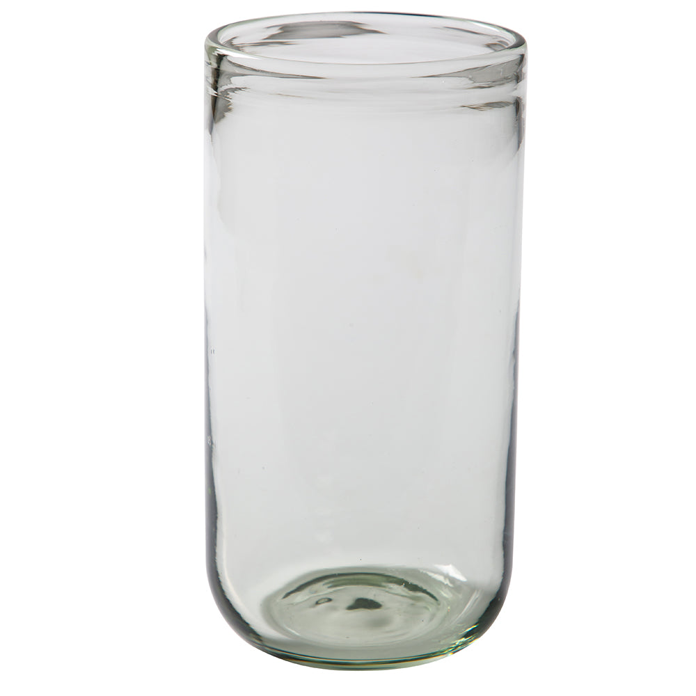 Gibson Home Bloomhouse Sayulita Spring 8 Piece Hand Made 21 OZ Jadeite Clear Glass Tumbler Set W/ Coasters