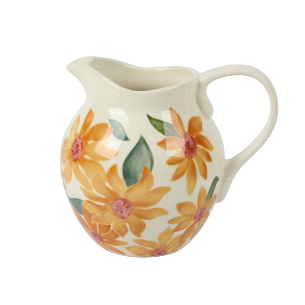 gibson home Bloomhouse Sunnyflower 2.6-Quart Hand-Painted Floral Stoneware Pitcher