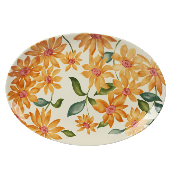 Gibson Home Bloomhouse Sunnyflower 2-Piece Hand-Painted Floral Stoneware Serving Set
