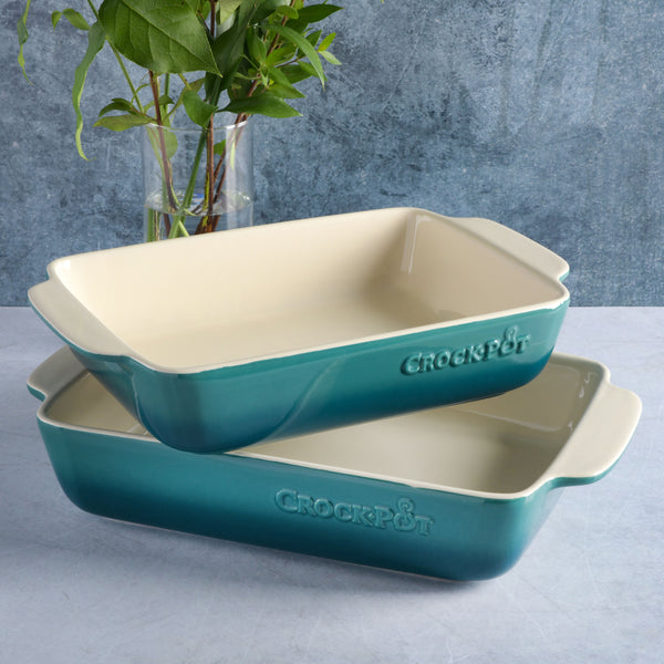 Gibson Home Crock Pot 2-Piece Ceramic Artisan Bakeware Set (2.5 Qt & 3.5 Qt)