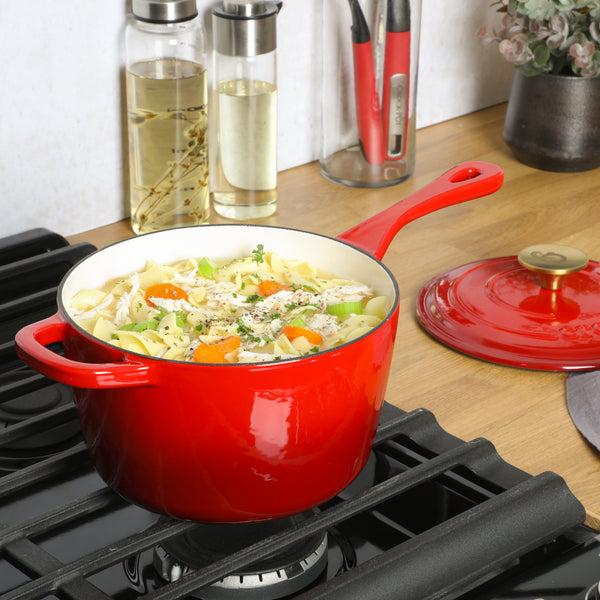 Gibson Home Crock-Pot 3 Qt Enamel Cast Iron Sauce Pan W/Lid