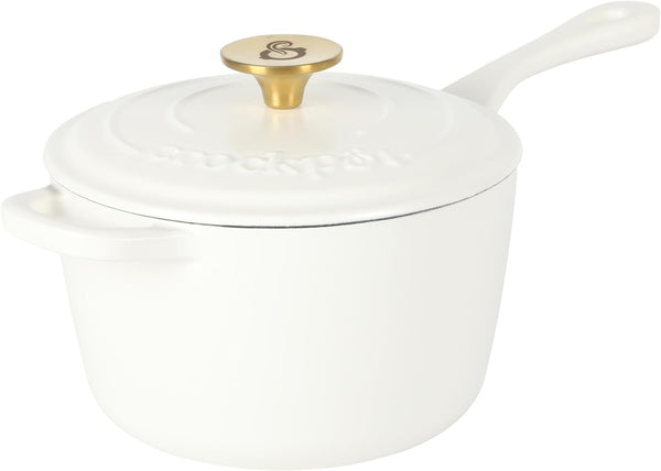Gibson Home Crock-Pot 3 Qt Enamel Cast Iron Sauce Pan W/Lid