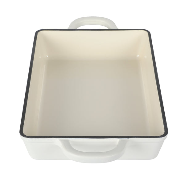 Gibson Home Crock-Pot Artisan 13" Enameled Cast Iron Lasagna Pan Matte Linen White