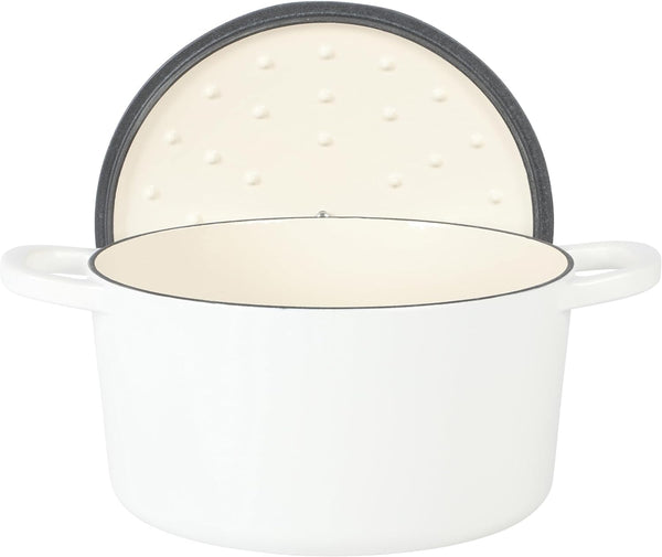 Gibson Home Crock Pot Artisan 6-Quart Round Dutch Oven - Matte Linen White W/Gold Knob Gradient Red Or Teal Ombre