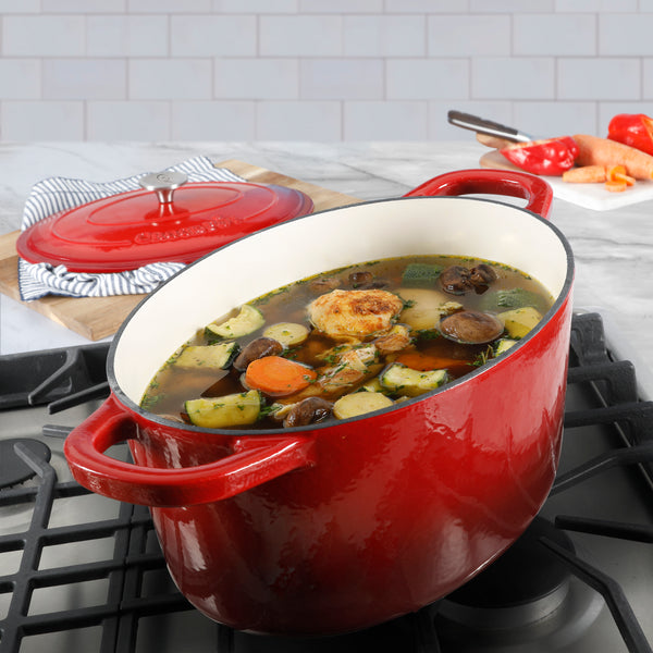 Gibson Home Crock Pot Artisan 7-Quart Oval Enameled Cast Iron Dutch Oven