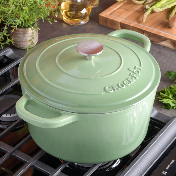 Gibson Home Crock Pot Artisan 7-Quart Round Enameled Cast Iron Dutch Oven