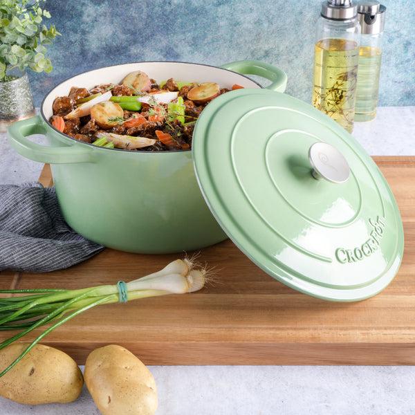 Gibson Home Crock Pot Artisan 7-Quart Round Enameled Cast Iron Dutch Oven