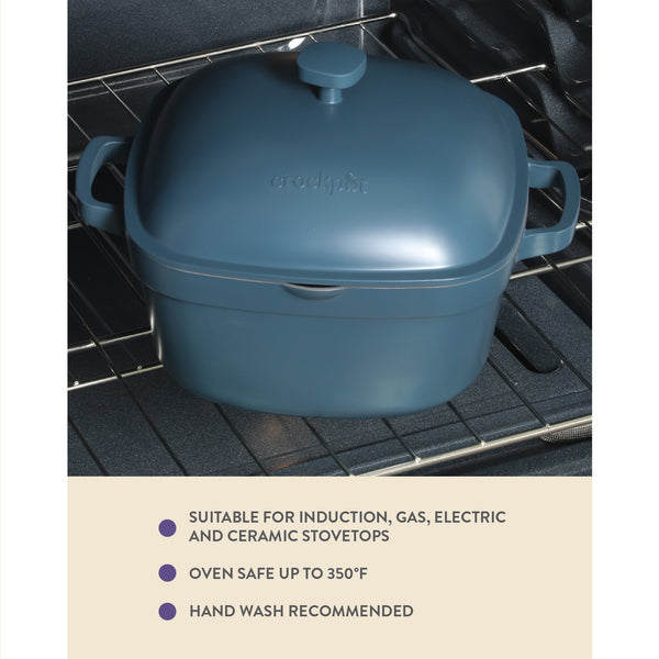 Gibson Home Crock-Pot Northvale Cast Aluminum Lightweight Durable 5.2 Quart Heavy Duty Dutch Oven Pot With Lid Oven Safe Dual Handles