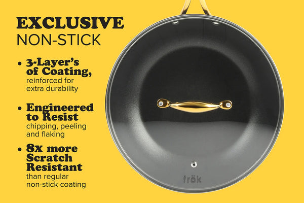 Gibson Home Frok 11" All-In-One Exclusive Non-Stick Fry Pan Meets Wok W/ Lid