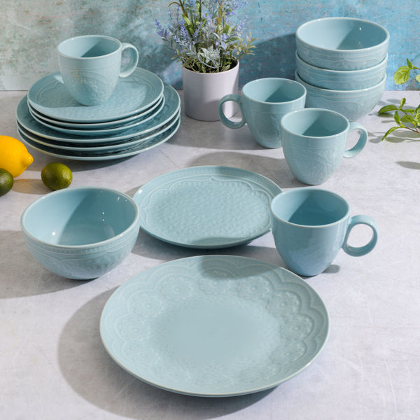 Gibson Home Gibson Elite Alemany 16-Piece Porcelain Dinnerware Set - Aqua