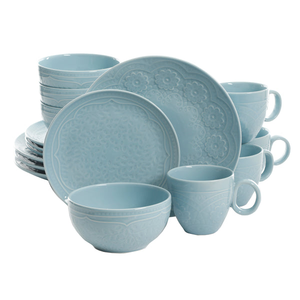 gibson home Gibson Elite Alemany 16-Piece Porcelain Dinnerware Set - Aqua