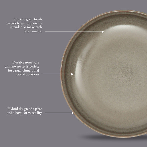 Gibson Home Gibson Elite Beckett 4-Piece Dinner Bowl Set – Reactive Glaze Stoneware – Shallow Pasta Bowls – Wide-Rim Round Design – Microwave & Dishwasher Safe