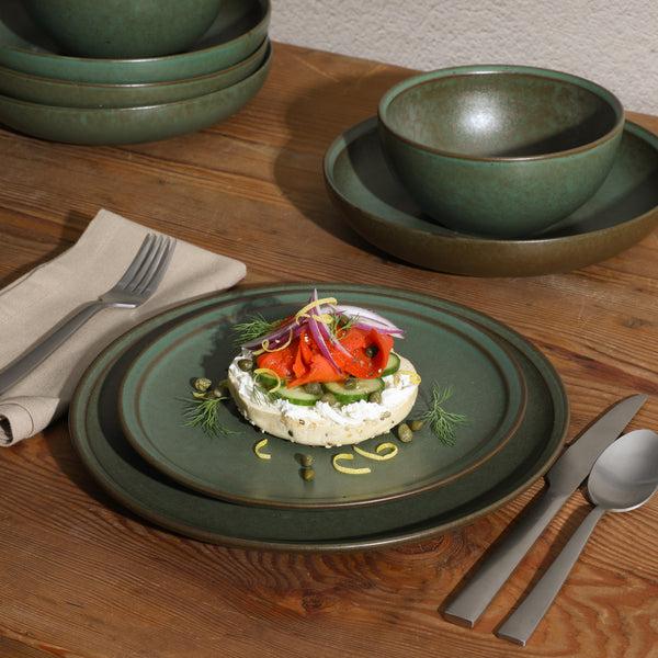 Gibson Home Gibson Elite Beckett Stoneware Matte Reactive Glaze 16 Piece (Service For 4) Plates And Bowls Dinnerware Set
