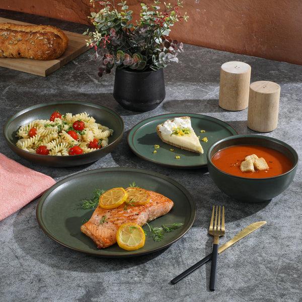 Gibson Home Gibson Elite Beckett Stoneware Matte Reactive Glaze 16 Piece (Service For 4) Plates And Bowls Dinnerware Set
