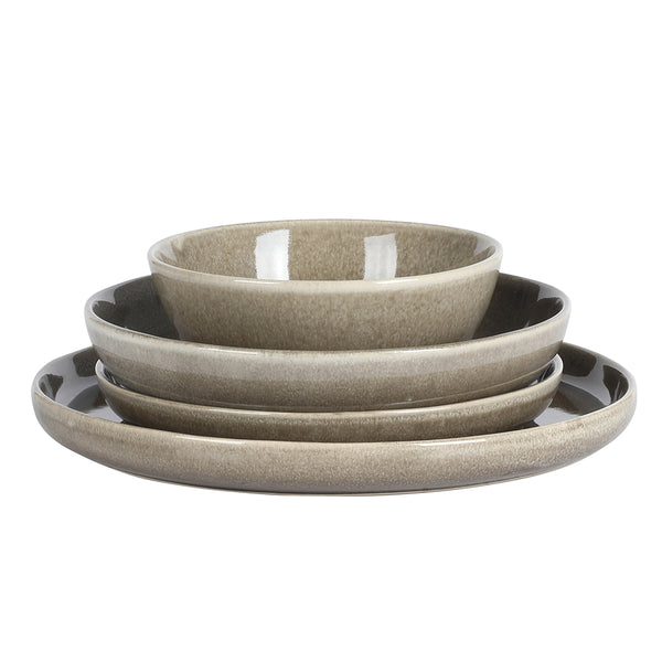 Gibson Home Gibson Elite Berea 16 Piece (Service For 4) Plates And Bowls Reactive Glaze Round Dishes Stoneware Ceramic Dinnerware Set