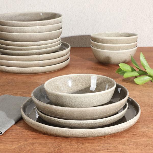 Gibson Home Gibson Elite Berea 16 Piece (Service For 4) Plates And Bowls Reactive Glaze Round Dishes Stoneware Ceramic Dinnerware Set