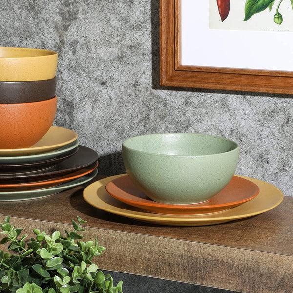 Gibson Home Gibson Elite Capetown Assorted Color Reactive Glaze Stoneware Dinnerware Set - Black Yellow Orange Green