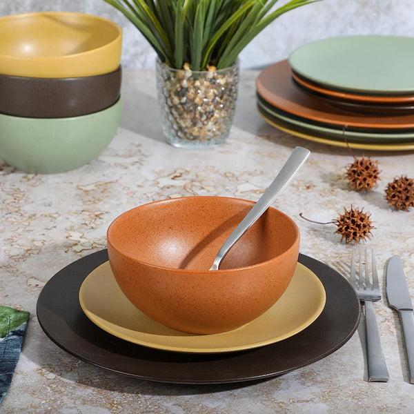 Gibson Home Gibson Elite Capetown Assorted Color Reactive Glaze Stoneware Dinnerware Set - Black Yellow Orange Green