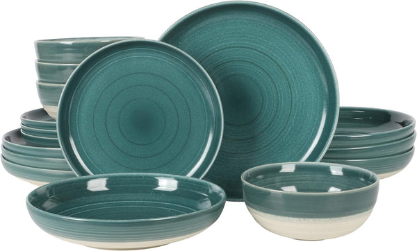 gibson home Gibson Elite Clarina 16 Piece Double Bowl Stoneware Reactive Glaze Round Plates and Bowls Dinnerware Set - Teal gibson home Gibson Elite Clarina 16 Piece Double Bowl Stoneware Reactive Glaze Round Plates and Bowls Dinnerware Set - Teal