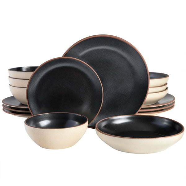 gibson home Gibson Elite Contempo Classic 16-Piece Double Bowl Terracotta Dinnerware Set